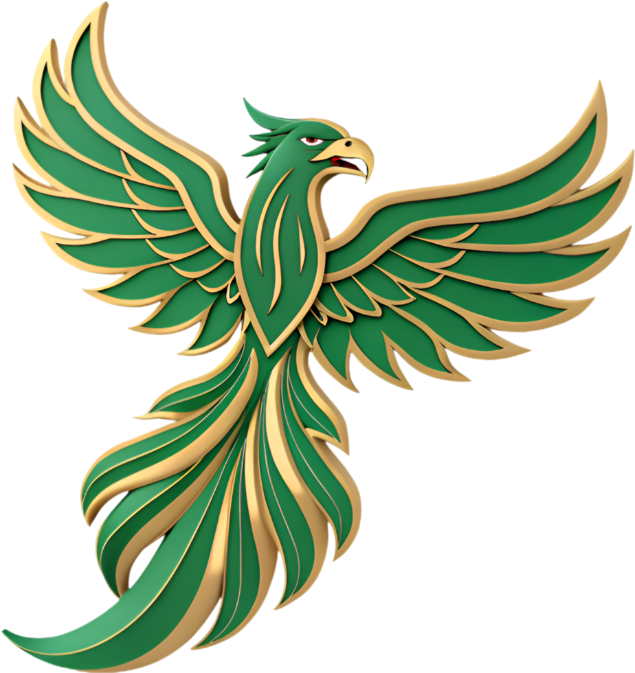 Phoenix bird in colorful and animated fiery design. . png
