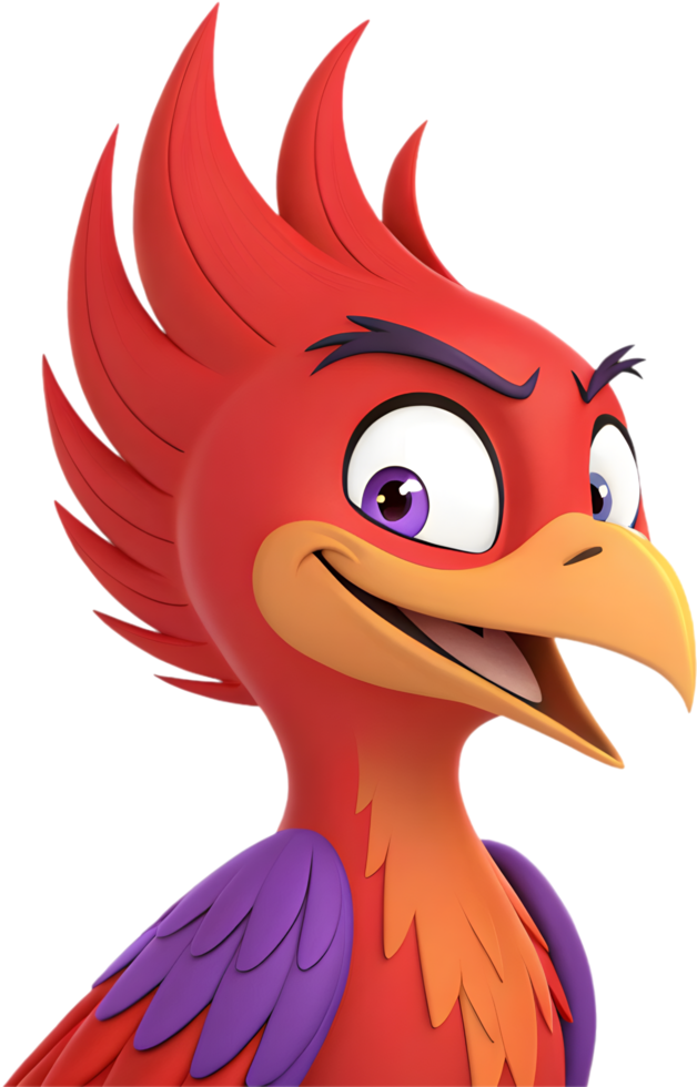 Legendary Phoenix character in bright animated art. . png