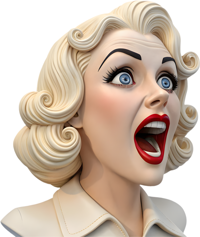 Cute pin-up girl emoji icon clipart for modern art. . png