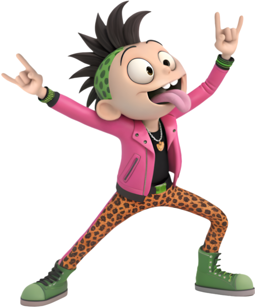 Underground Punk Rock Boy Cartoon with Cool Design. . png