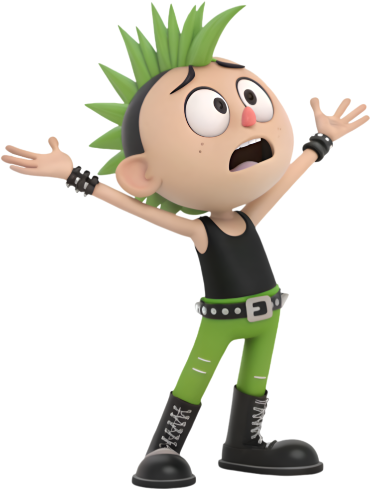 Stylish Punk Rock Boy Cartoon with Urban Attitude. . png