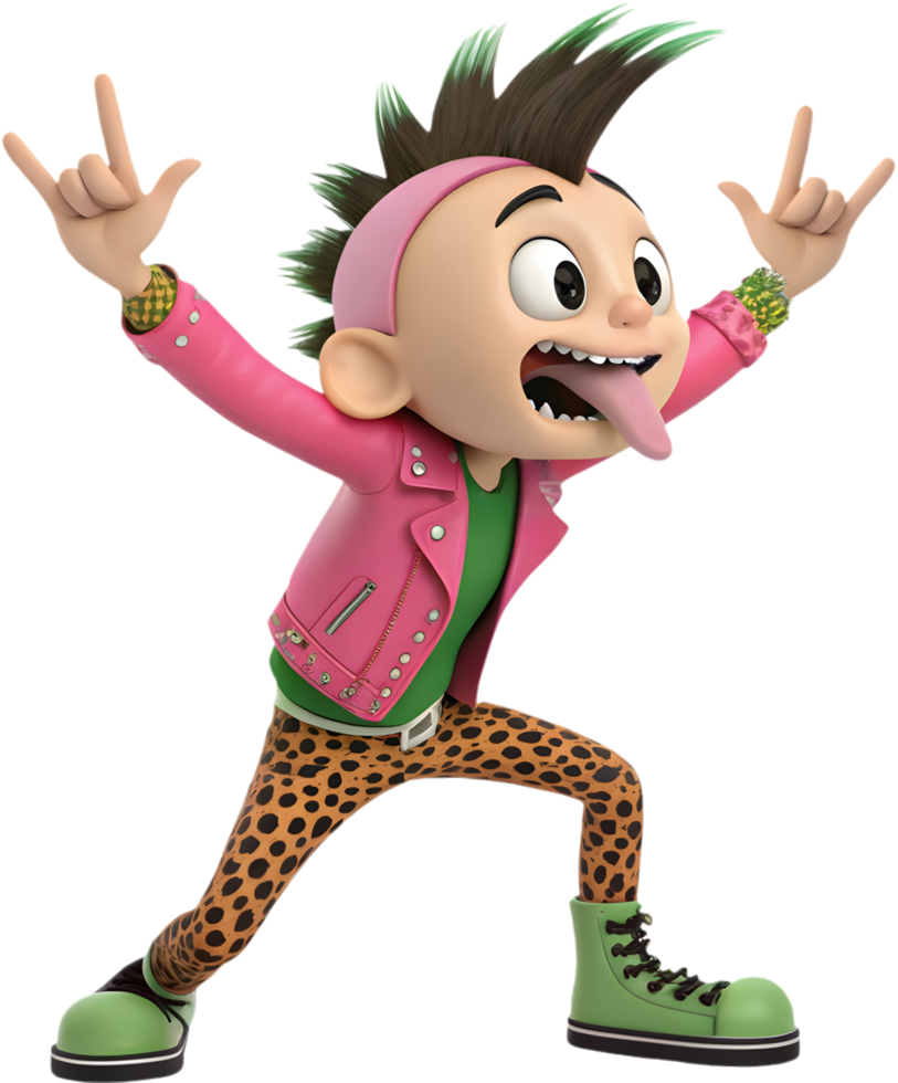 Alternative Fashion Punk Rock Boy Cartoon for Music Fans. . png