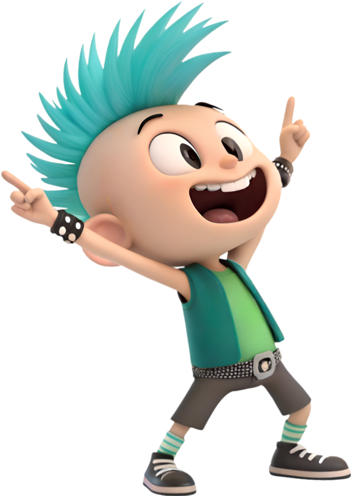 Energetic Cartoon Punk Rock Boy with Underground Style. . png