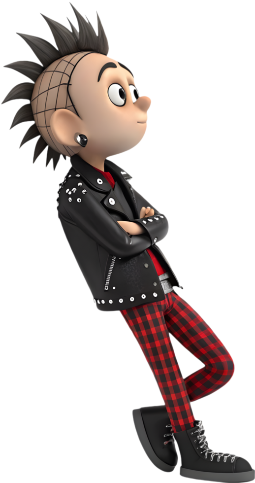 Cool Cartoon Punk Rock Boy with Stylish Mohawk Look. . png
