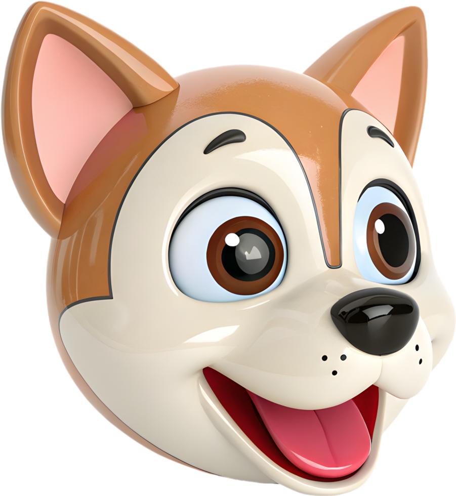 Cute Puppy Emoji Icon with Happy Face. . png