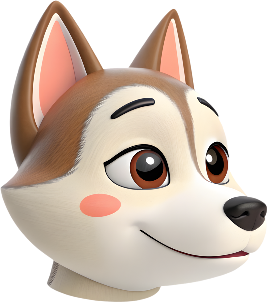 Happy Puppy Face Clipart with Soft Features. . png