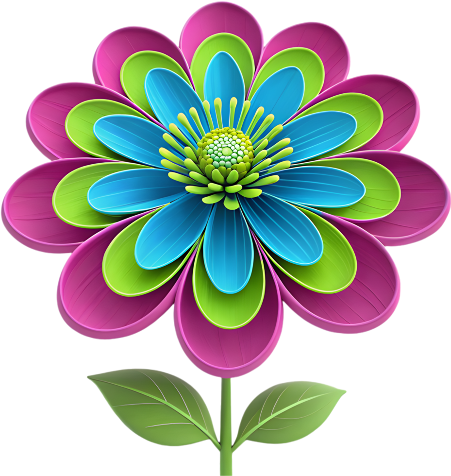 Abstract retro flower with vibrant boho elements. . png