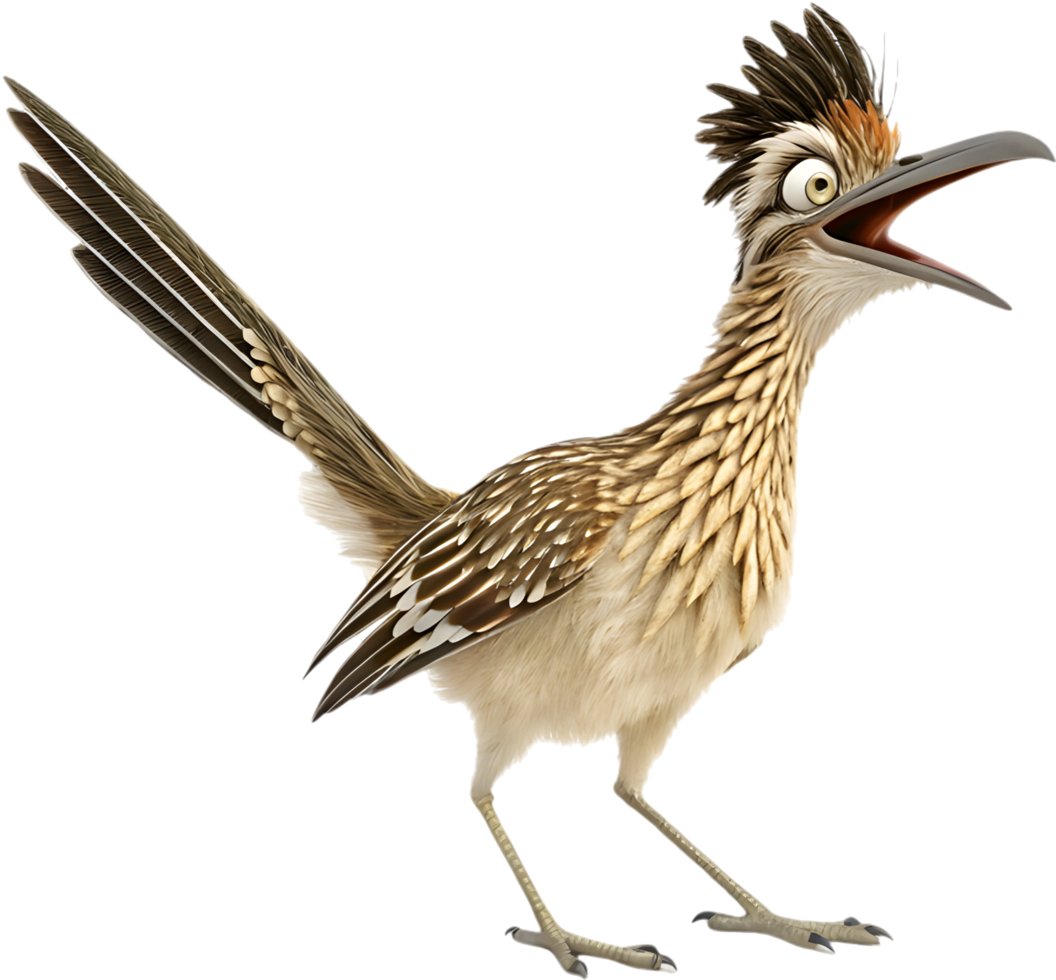 Funny Desert Roadrunner Bird Sprinting Happily. . png