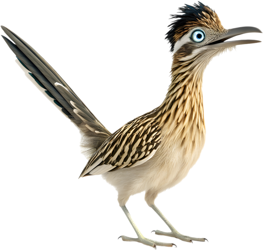 Roadrunner Bird in Motion with an Animated Style. . png