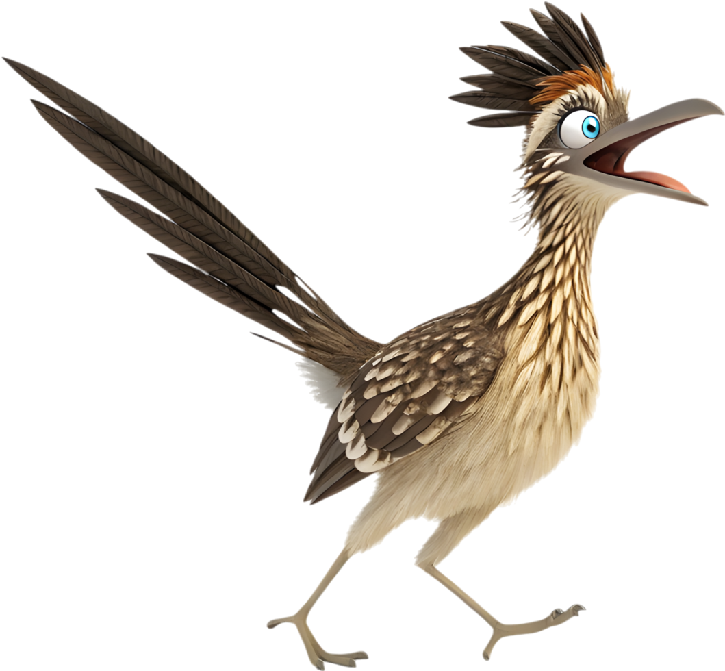 Cute Southwest Roadrunner Bird in a Fun Scene. . png