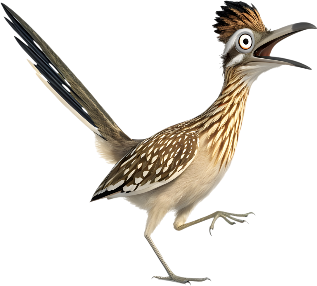 Roadrunner Bird with Cute and Expressive Look. . png