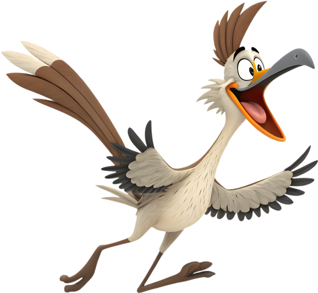 High-Speed Roadrunner Bird in a Cartoon Style. . png