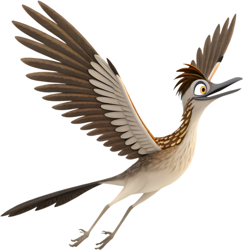 Happy Roadrunner Bird Speeding in the Desert. . png