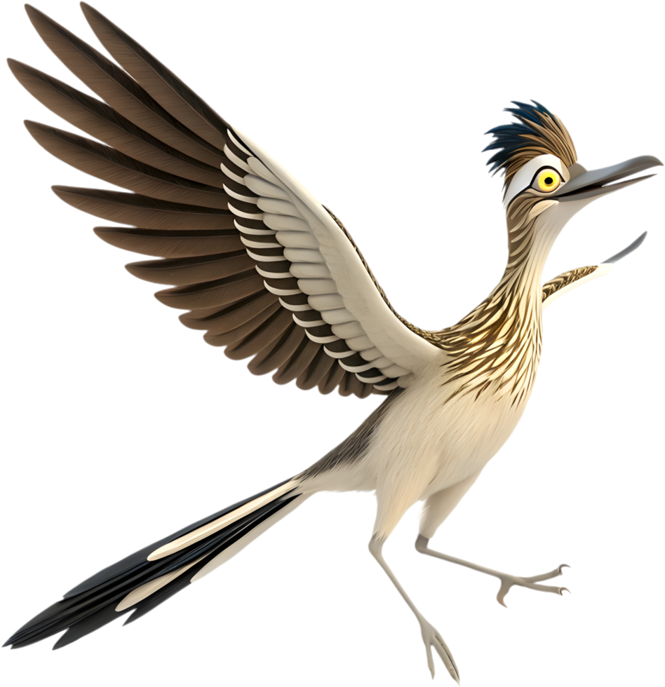 Artistic Roadrunner Bird in Stunning Detail. . png