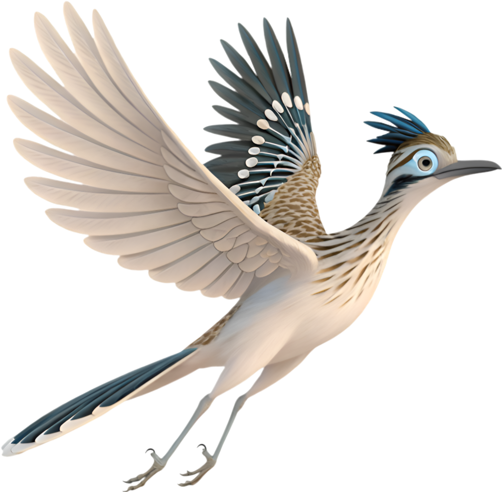 Fast Roadrunner Bird with Colorful Feathers. . png