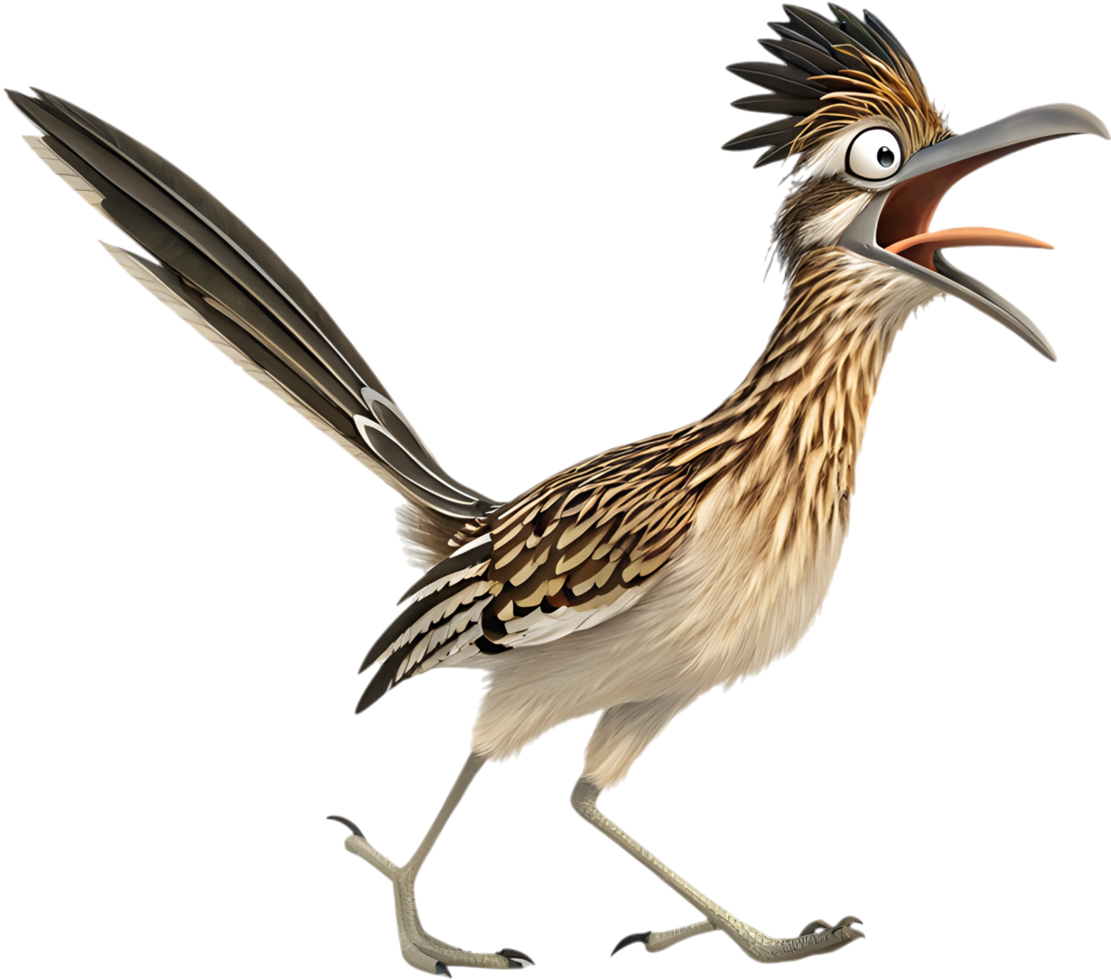 Digital Roadrunner Bird in Wildlife Scene. . png