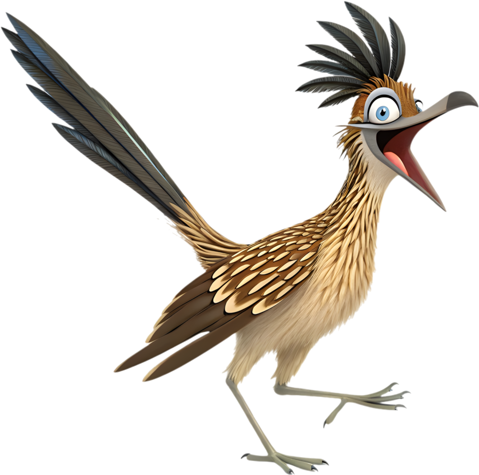 Cute Roadrunner Bird Running in the Desert. . png