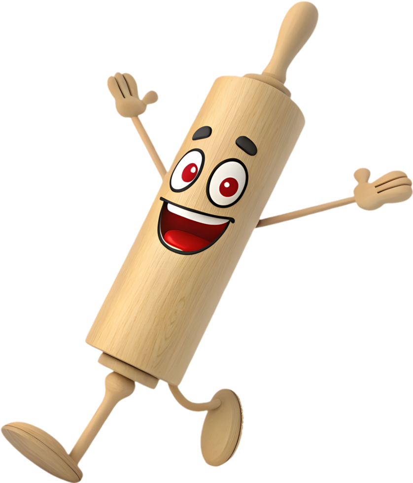 Creative Rolling Pin Cartoon Illustration for Baking Fun. . png