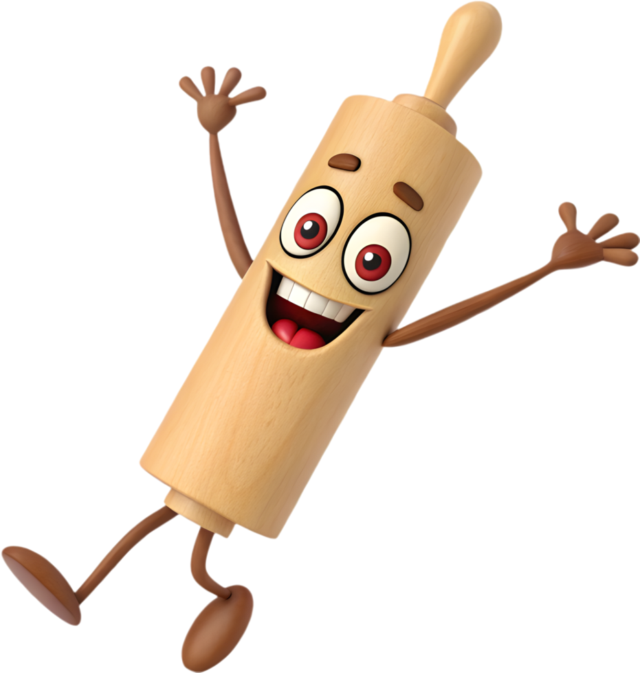 Quirky Rolling Pin Cartoon Clipart for Food Lovers. . png