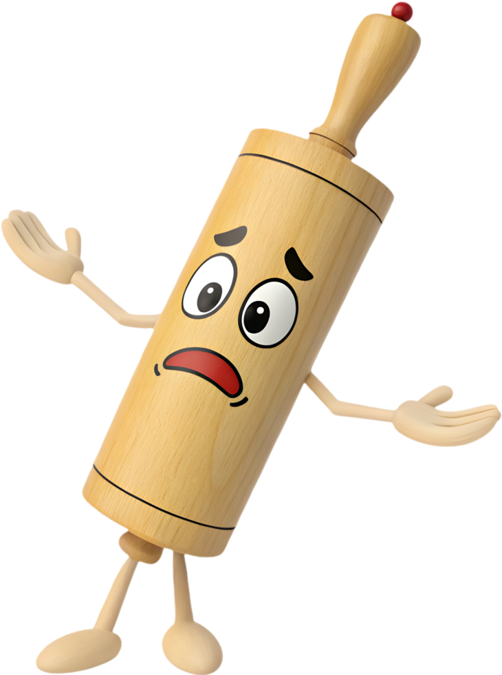Happy Rolling Pin Cartoon Character for Kitchen Themes. . png