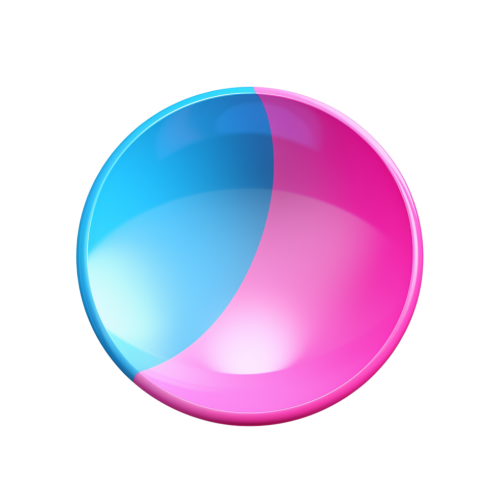 Glossy pink blue beach ball a reflective surface png