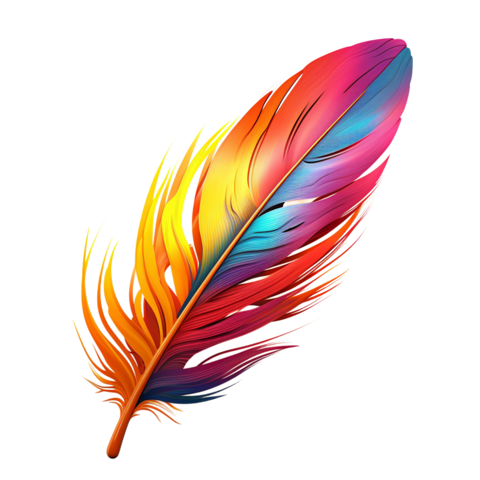 Vibrant multicolored feather a smooth soft texture png