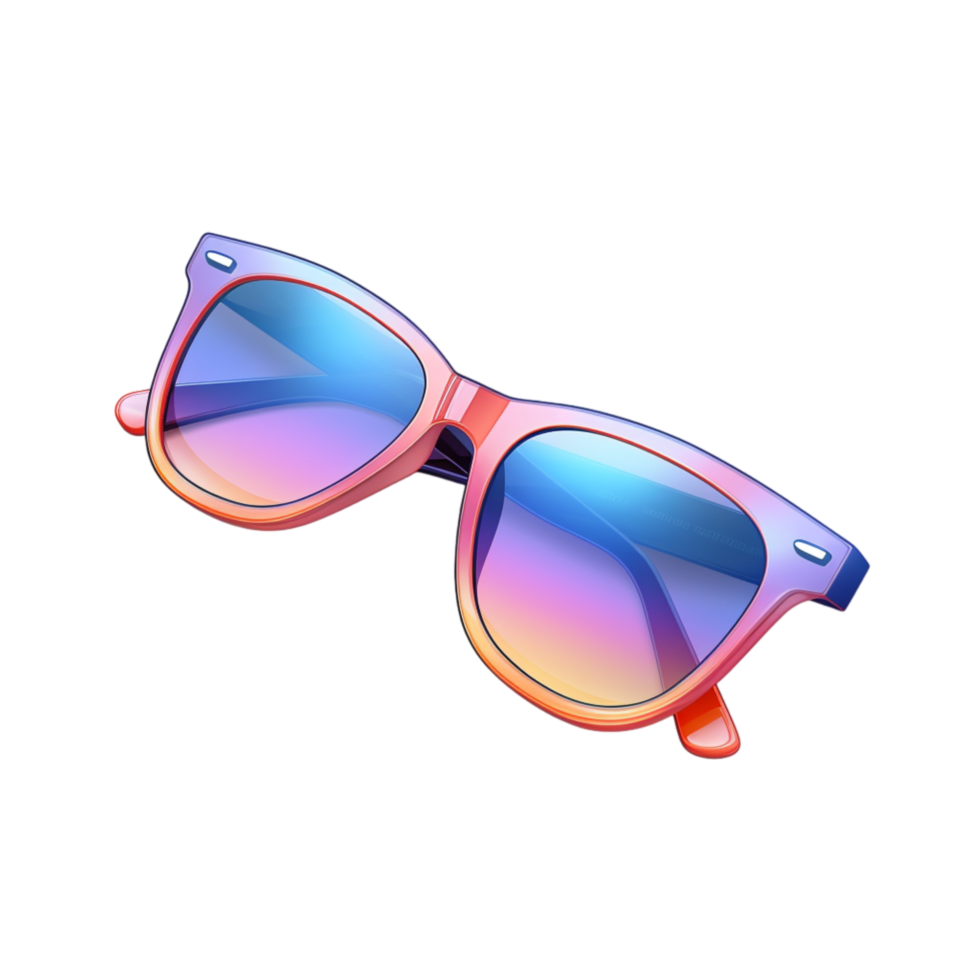 Stylish colorful pair of sunglasses a reflective lens png