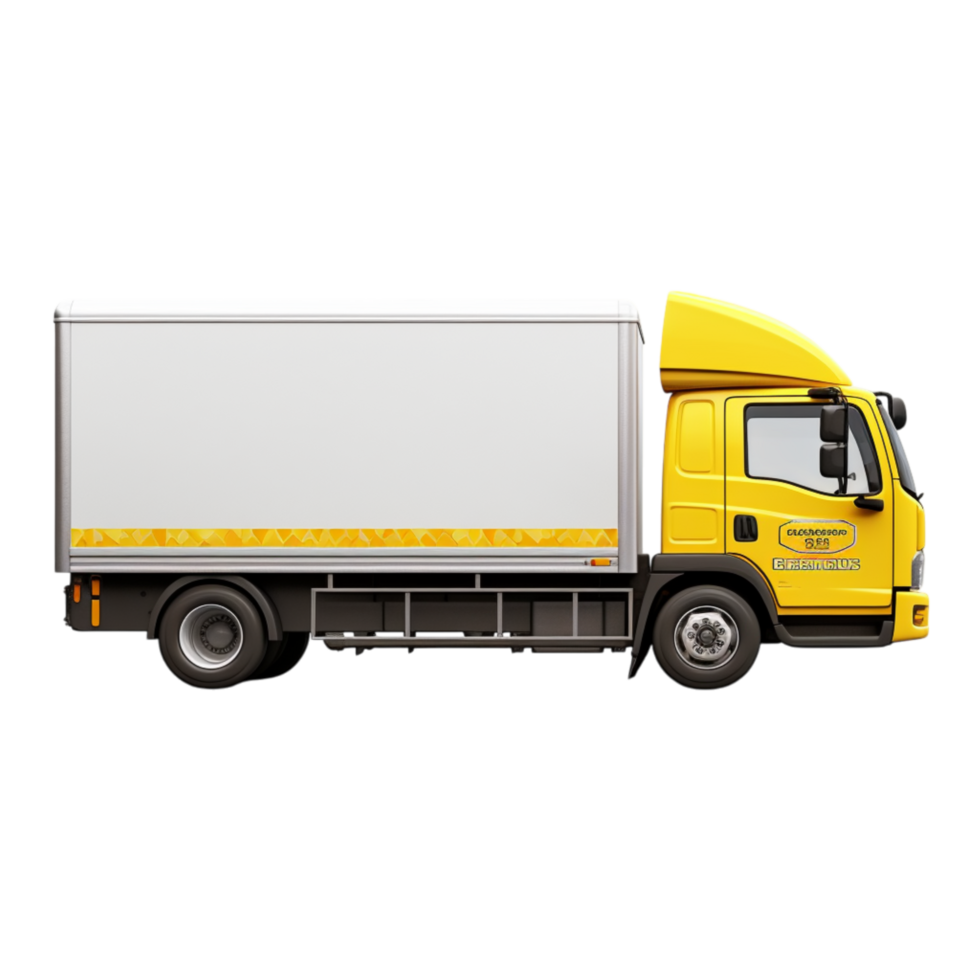 Large sturdy yellow truck designed for transporting heavy loads png