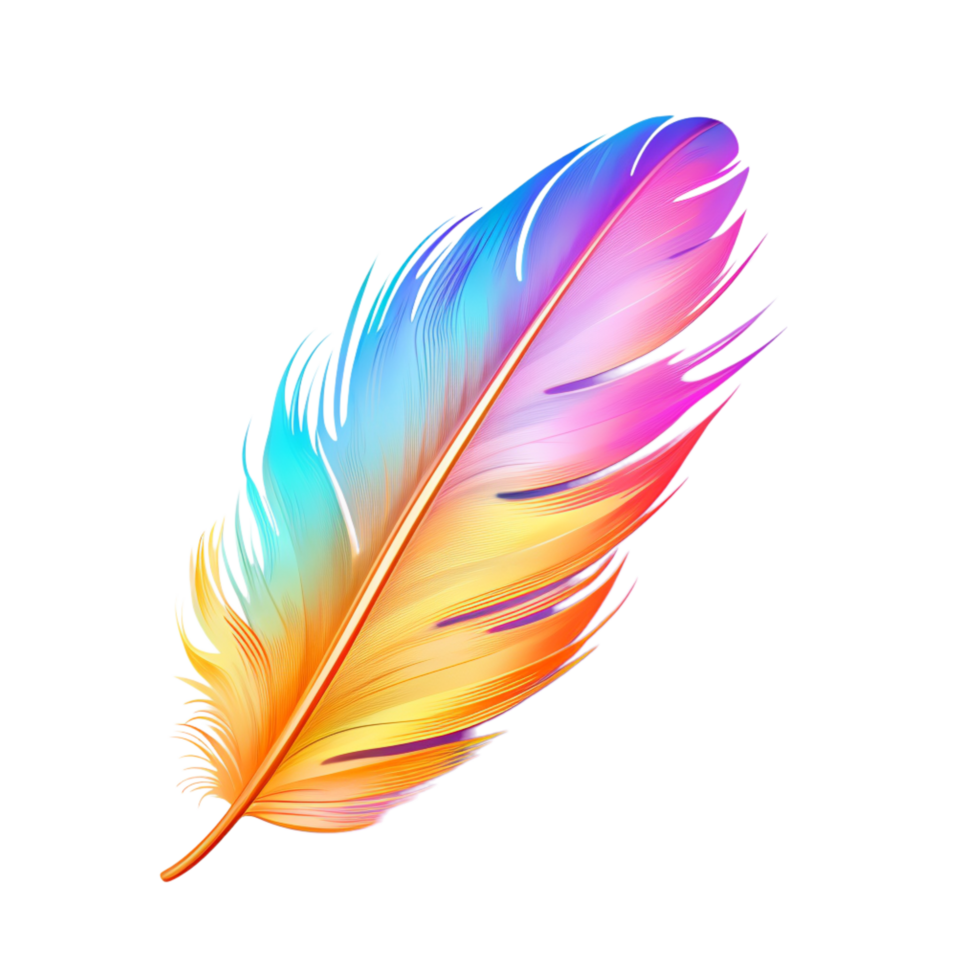 Vibrant multicolored feather a soft texture png