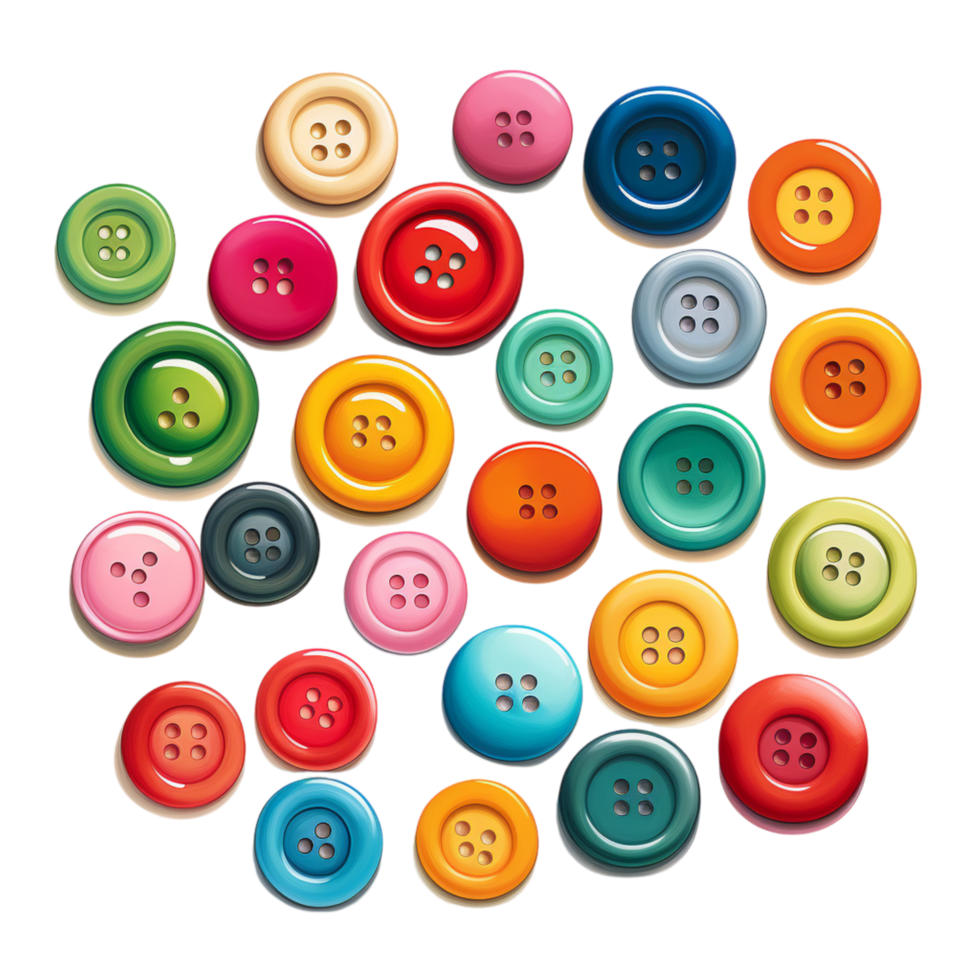 Collection of colorful buttons arranged in a pattern png