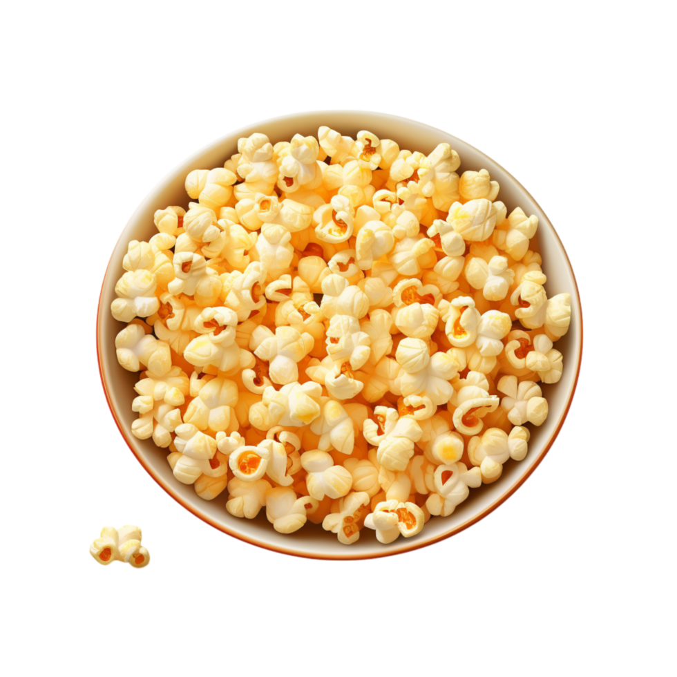 Bowl of freshly popped popcorn fluffy texture png