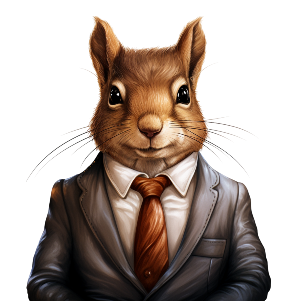 Anthropomorphic squirrel wearing a formal suit tie png