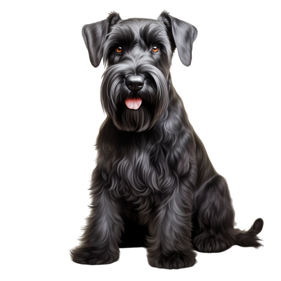 Black schnauzer dog fluffy fur a friendly face png