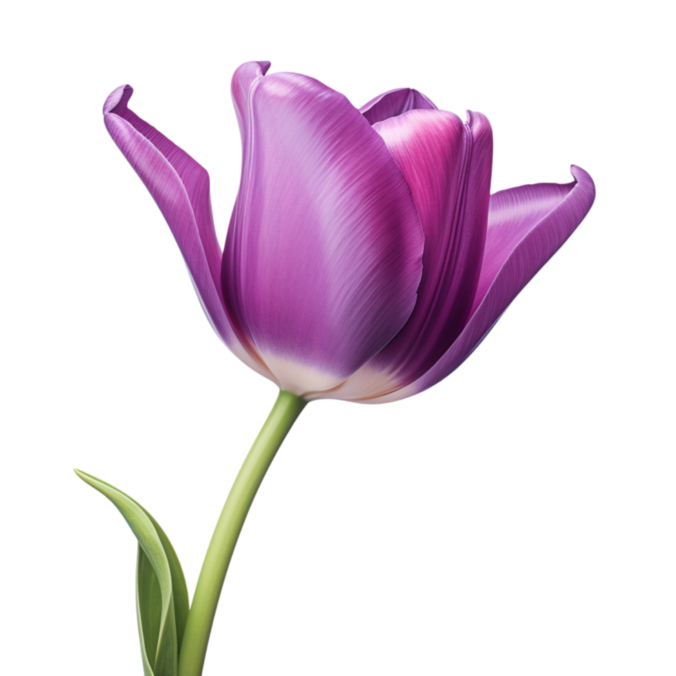Elegant purple tulip smooth petals a gracefully curved stem png