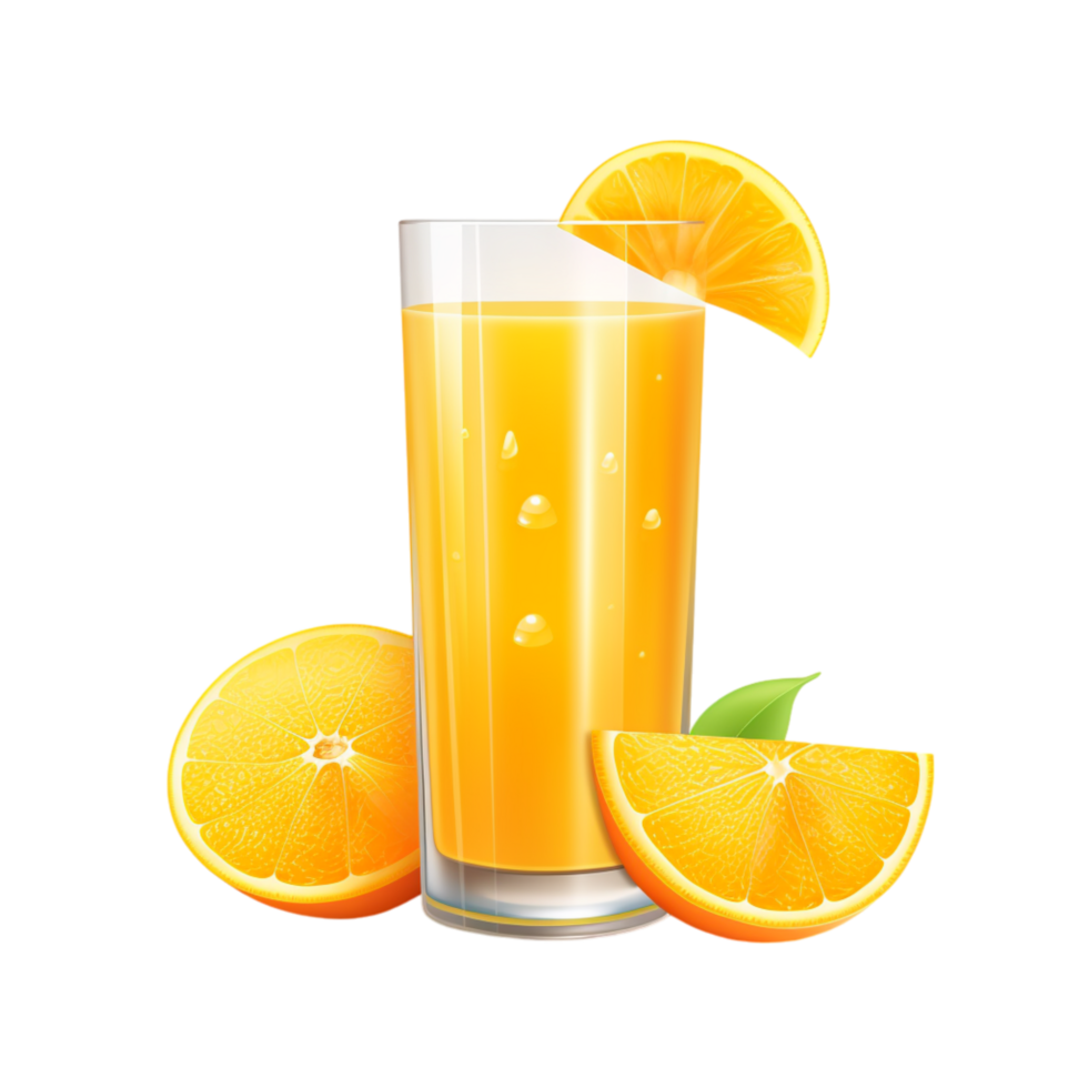 Refreshing glass of orange juice fresh orange slices placed beside it png