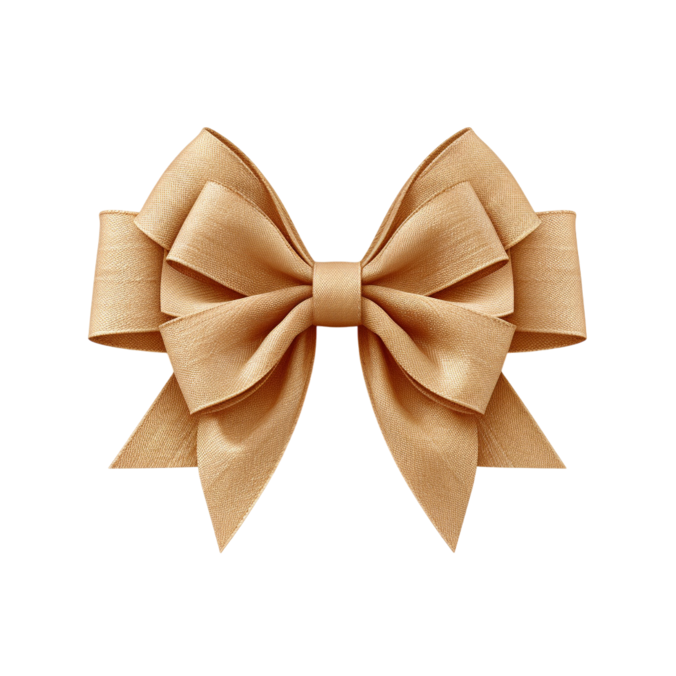Elegant golden bow neatly tied loops a smooth silky texture in the center png
