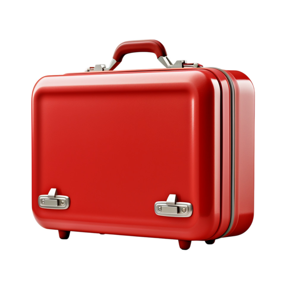 Shiny red suitcase a sturdy hle secure metal locks png