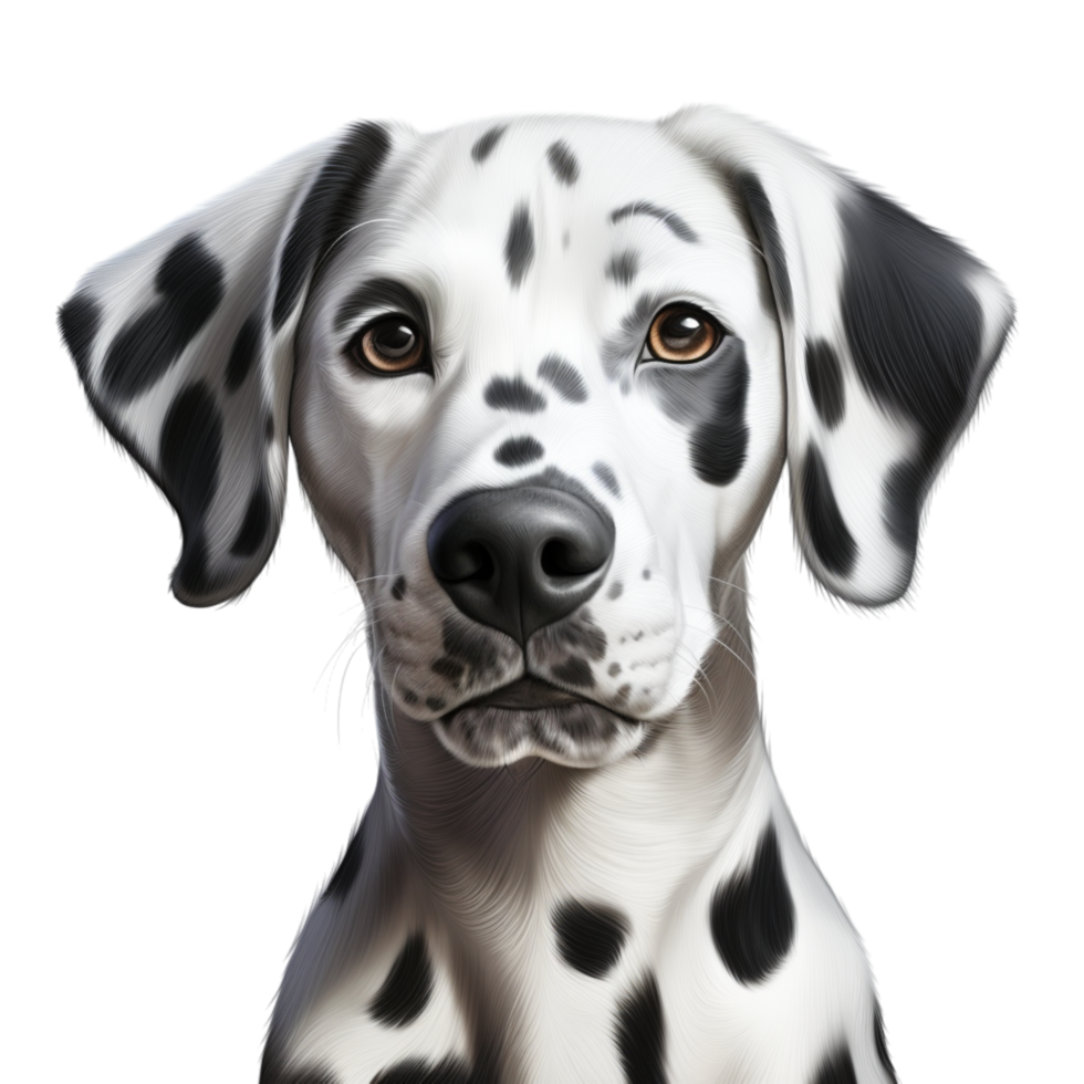 lmatian dog black spots on white fur a curious expression png