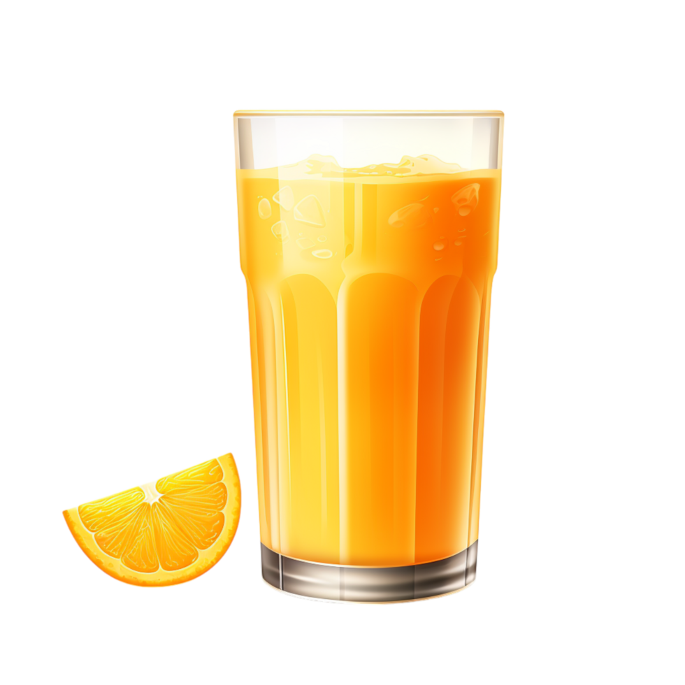 Chilled glass of fresh orange juice a slice of citrus on the side png