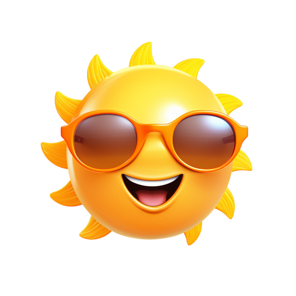 Bright smiling sun wearing cool sunglasses a happy expression png