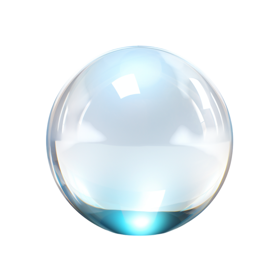 Shiny glass sphere reflecting light a glowing effect png