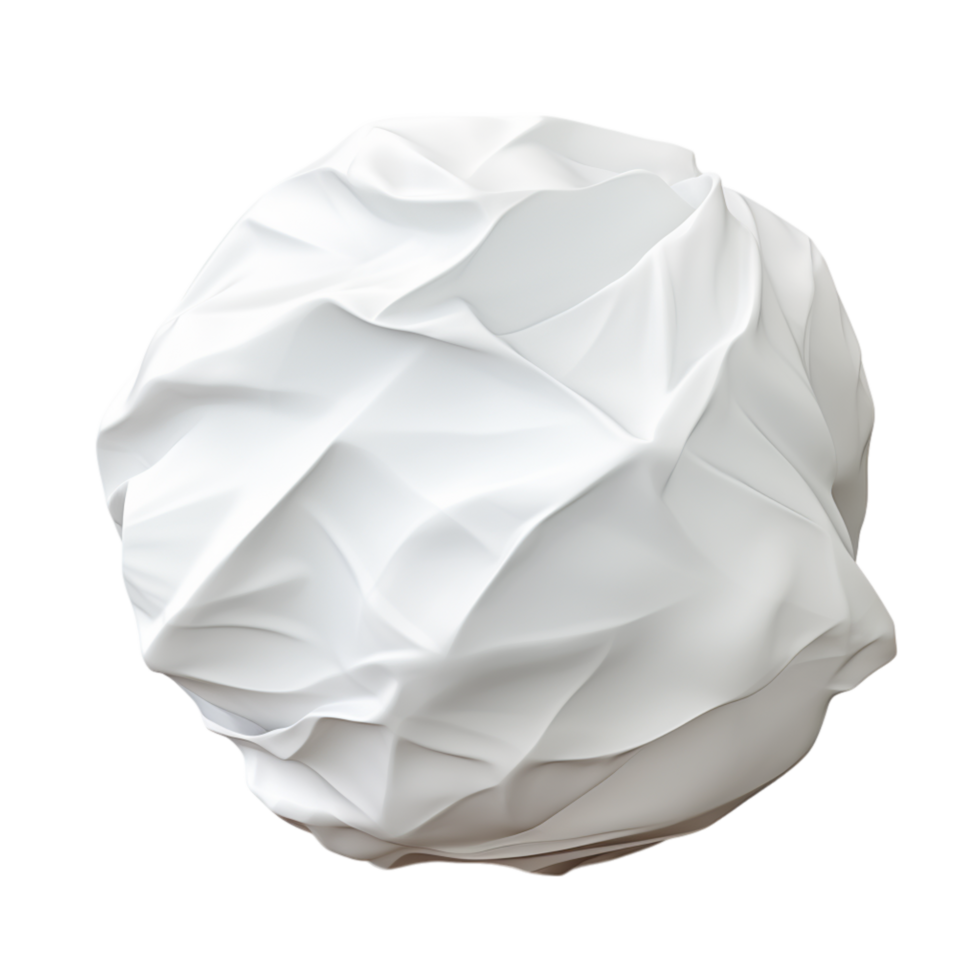 Crumpled white paper ball a wrinkled textured surface png