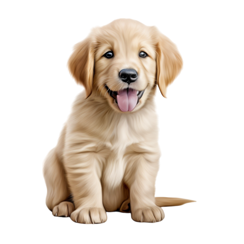 Cute golden retriever puppy sitting a happy playful expression png