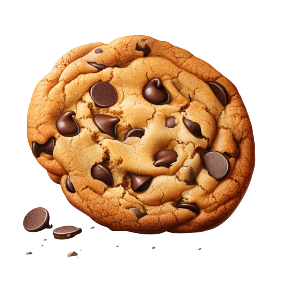 Crunchy chocolate chip cookie melted chocolate piece png