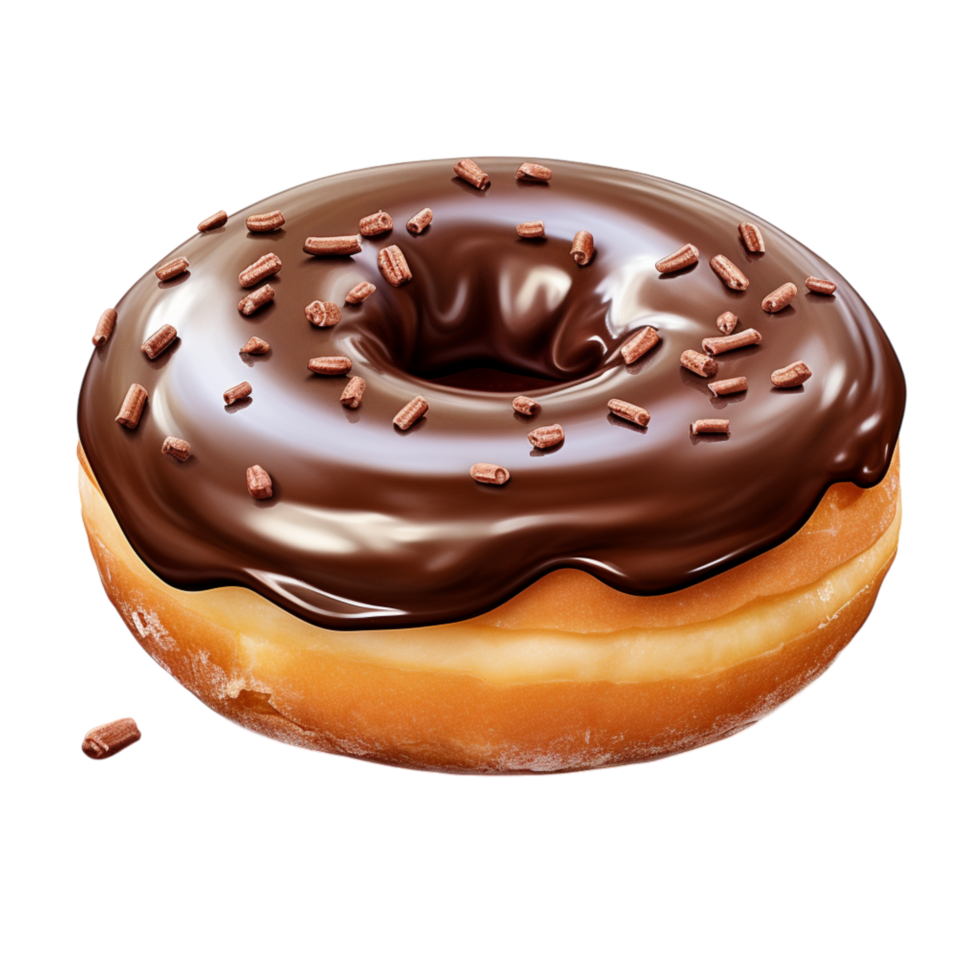 Chocolate glazed donut a soft fluffy texture a rich topping png