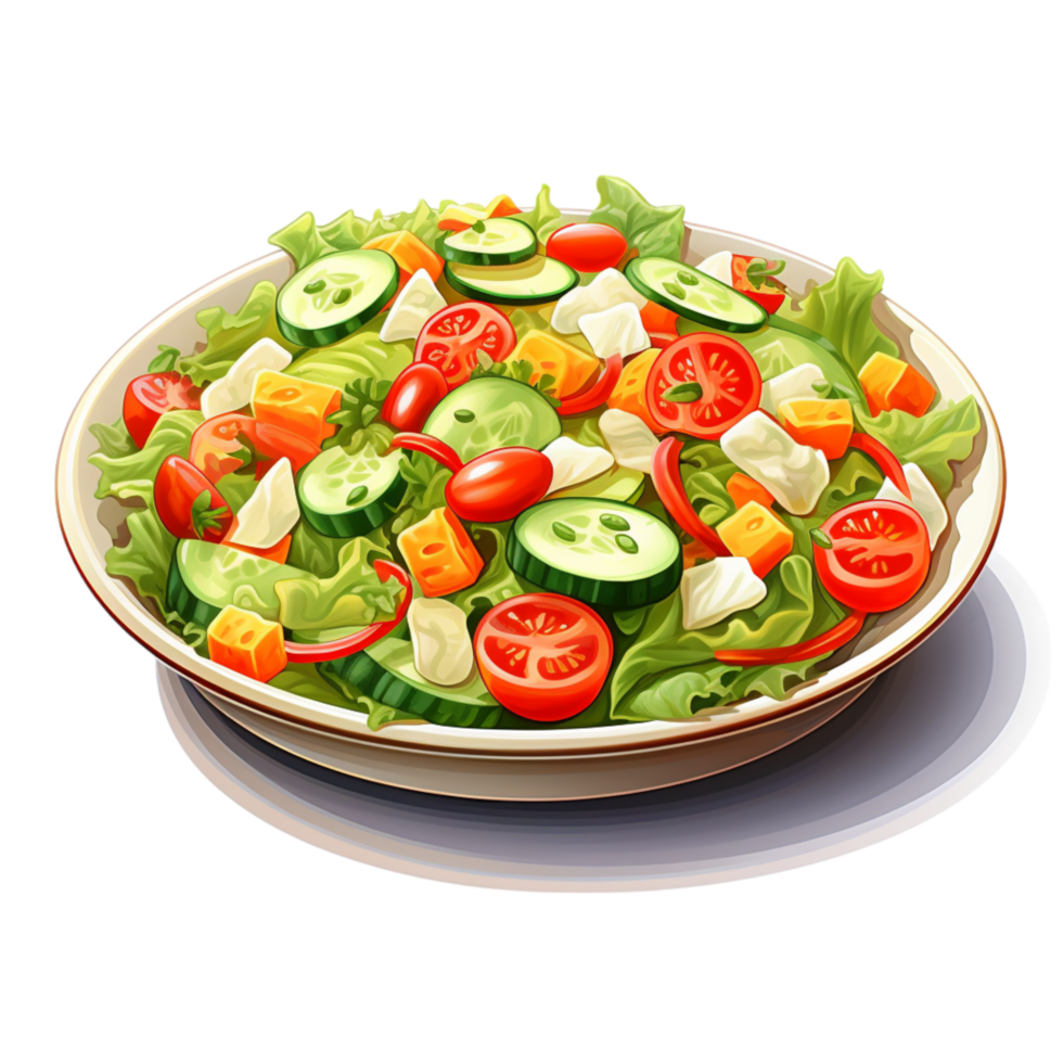Healthy vegetable salad cherry tomatoes cucumbers lettuce in a bowl png
