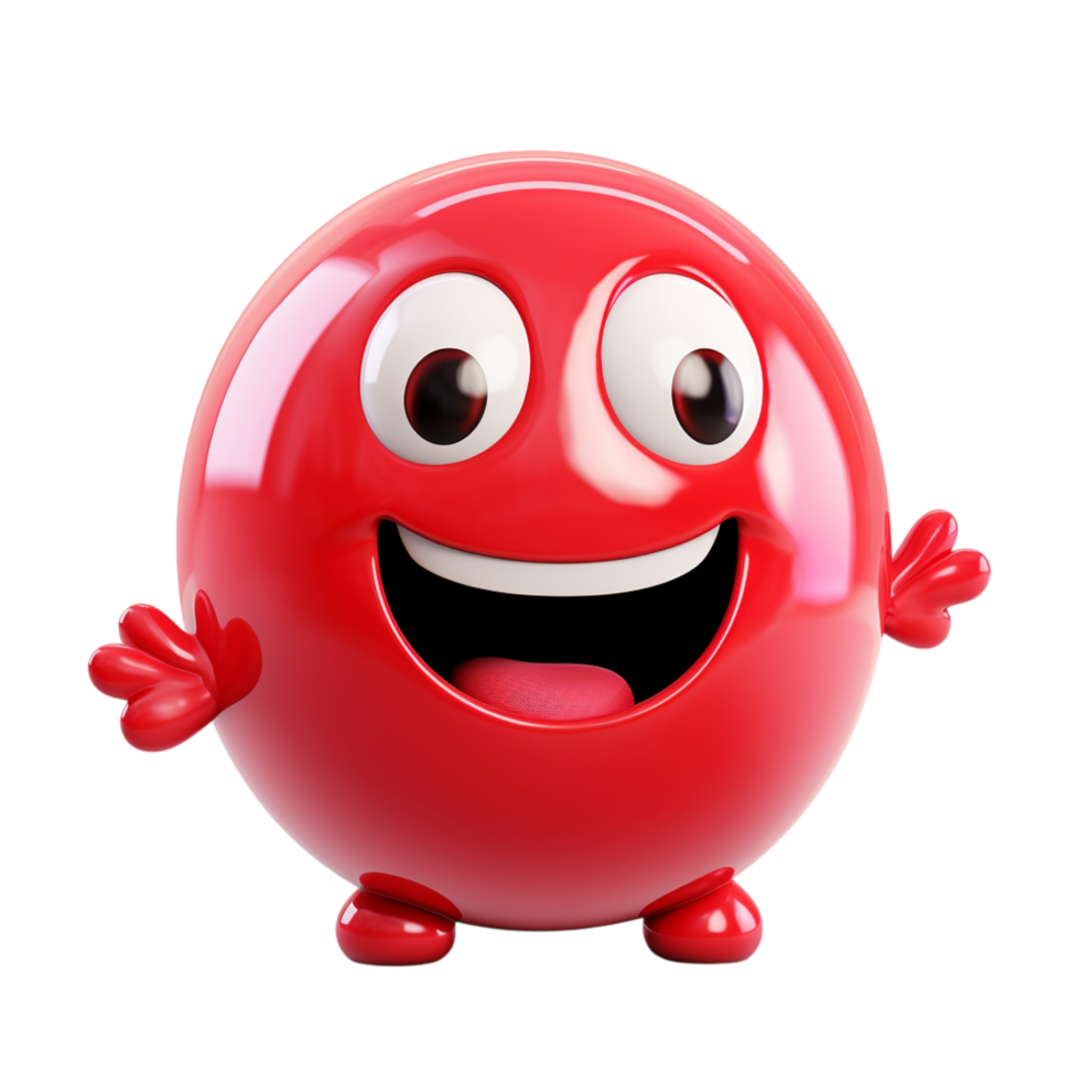 Cheerful red bouncing ball a wide happy smile big eyes png