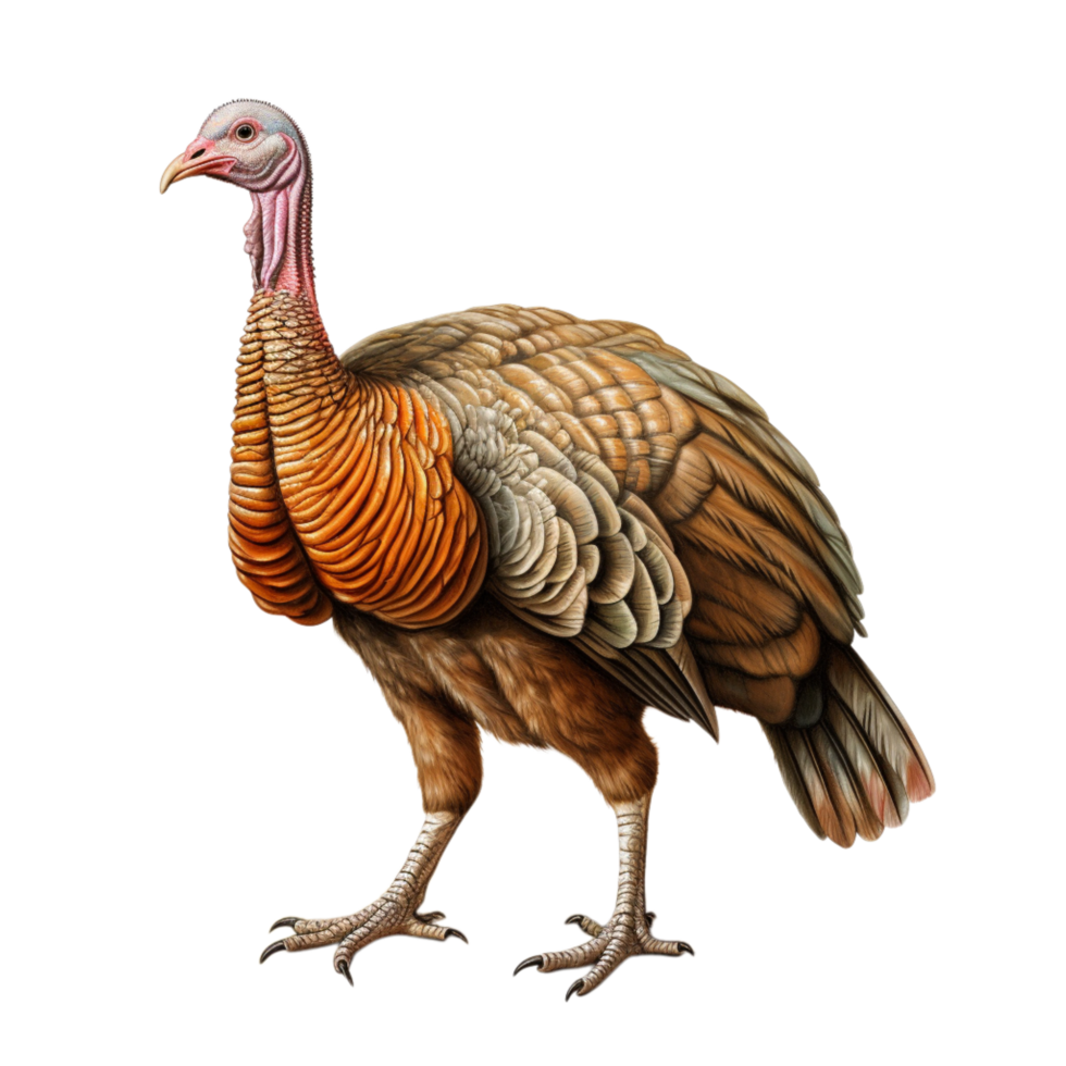 Large brown wild turkey sting tall feathers spread wide png