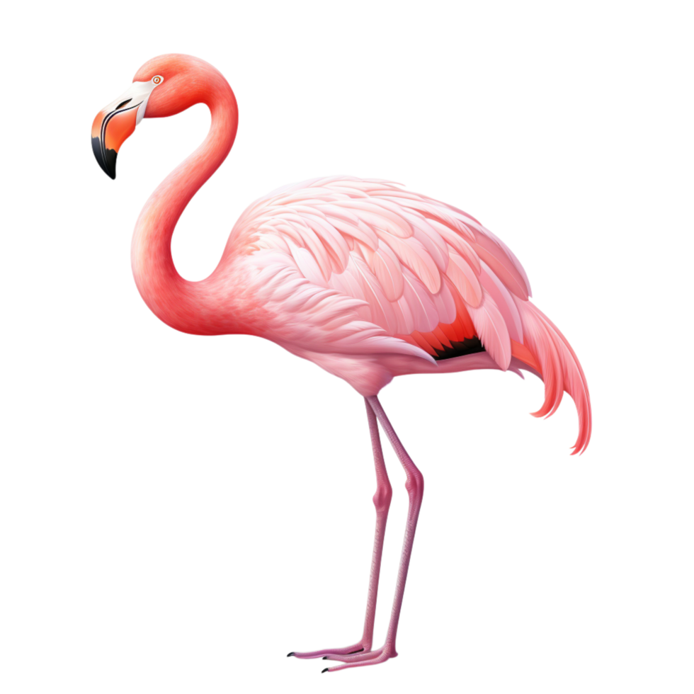Tall pink flamingo standing elegantly on one leg png