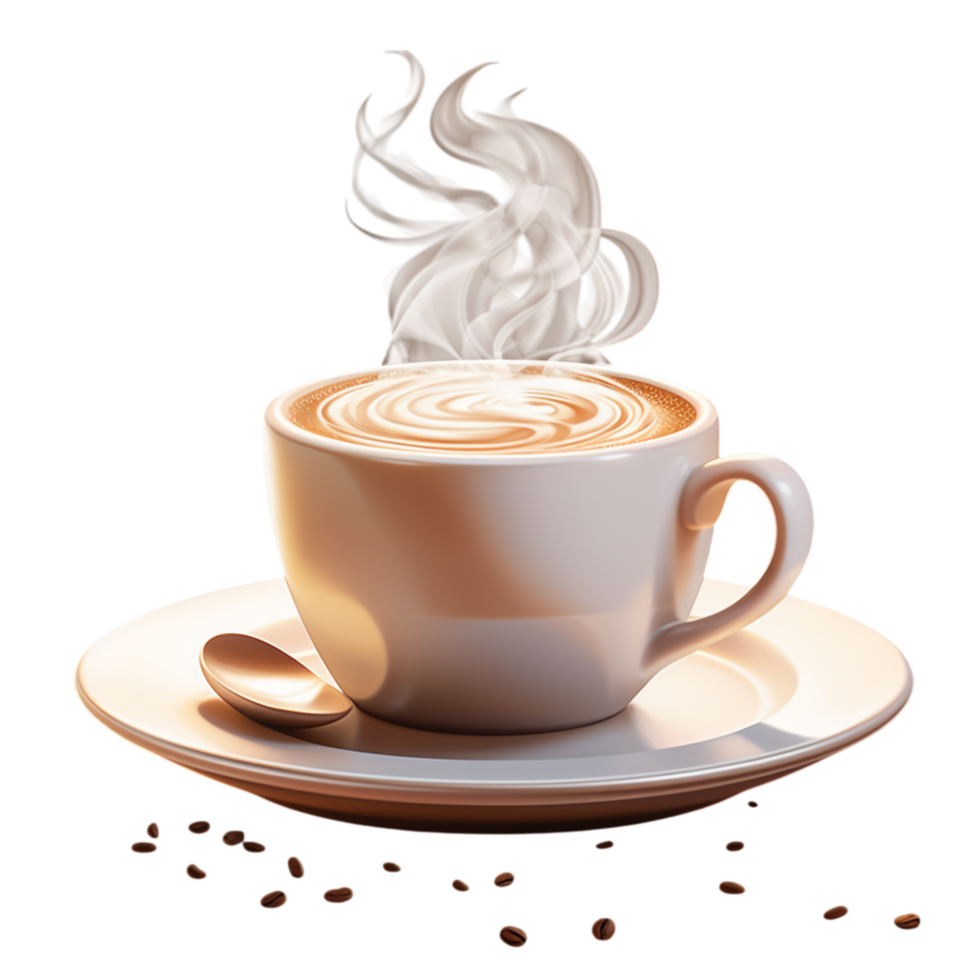Warm, creamy cup of freshly brewed cappuccino with latte art png